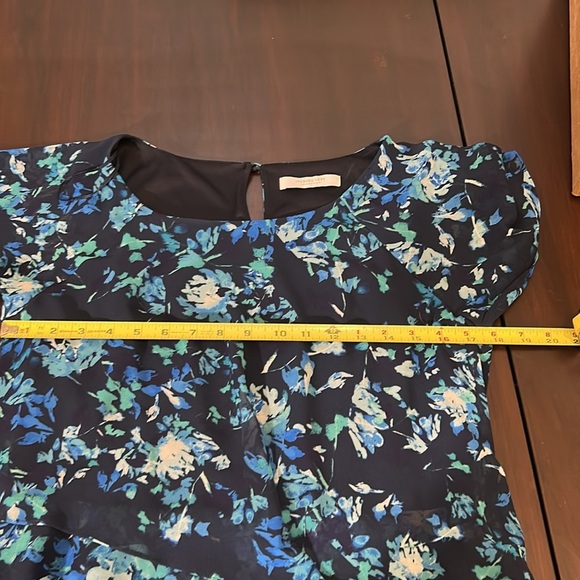 Jacques Vert Collection Blue Floral Chiffon Midi Cocktail Dress Size 10 - Picture 14 of 17